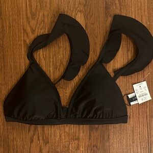 J. Crew Ruffle Shoulder V-neck Bikini Top